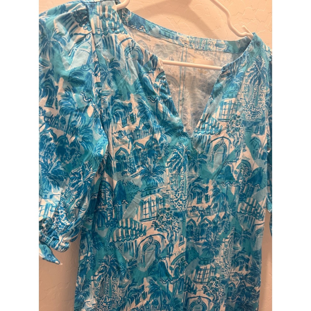 Lilly Pulitzer Easley Short Sleeve Dress Amalfi Blue Sunny State of‎ Mind XS - Picture 5 of 9